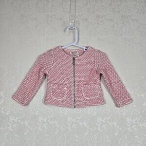 Elsy Baby Cardigan Sweater Jacket Sz 9 Month Pink White Zip Up